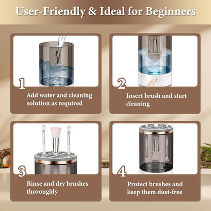 Electric Makeup Brush Cleaner - Efficient Electric Makeup Brush Cleaner Machine for Thorough Brush Cleaning, Ideal for Makeup Artists & Enthusiasts