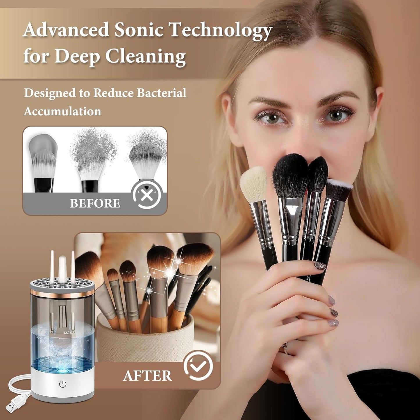 Electric Makeup Brush Cleaner - Efficient Electric Makeup Brush Cleaner Machine for Thorough Brush Cleaning, Ideal for Makeup Artists & Enthusiasts