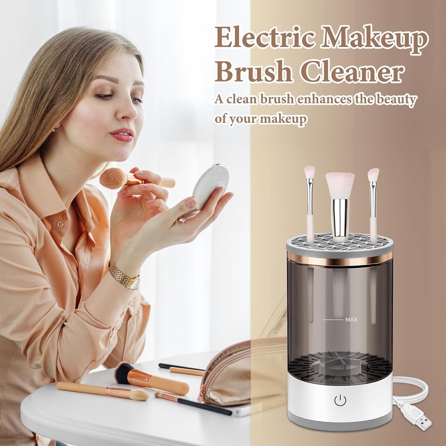 Electric Makeup Brush Cleaner - Efficient Electric Makeup Brush Cleaner Machine for Thorough Brush Cleaning, Ideal for Makeup Artists & Enthusiasts