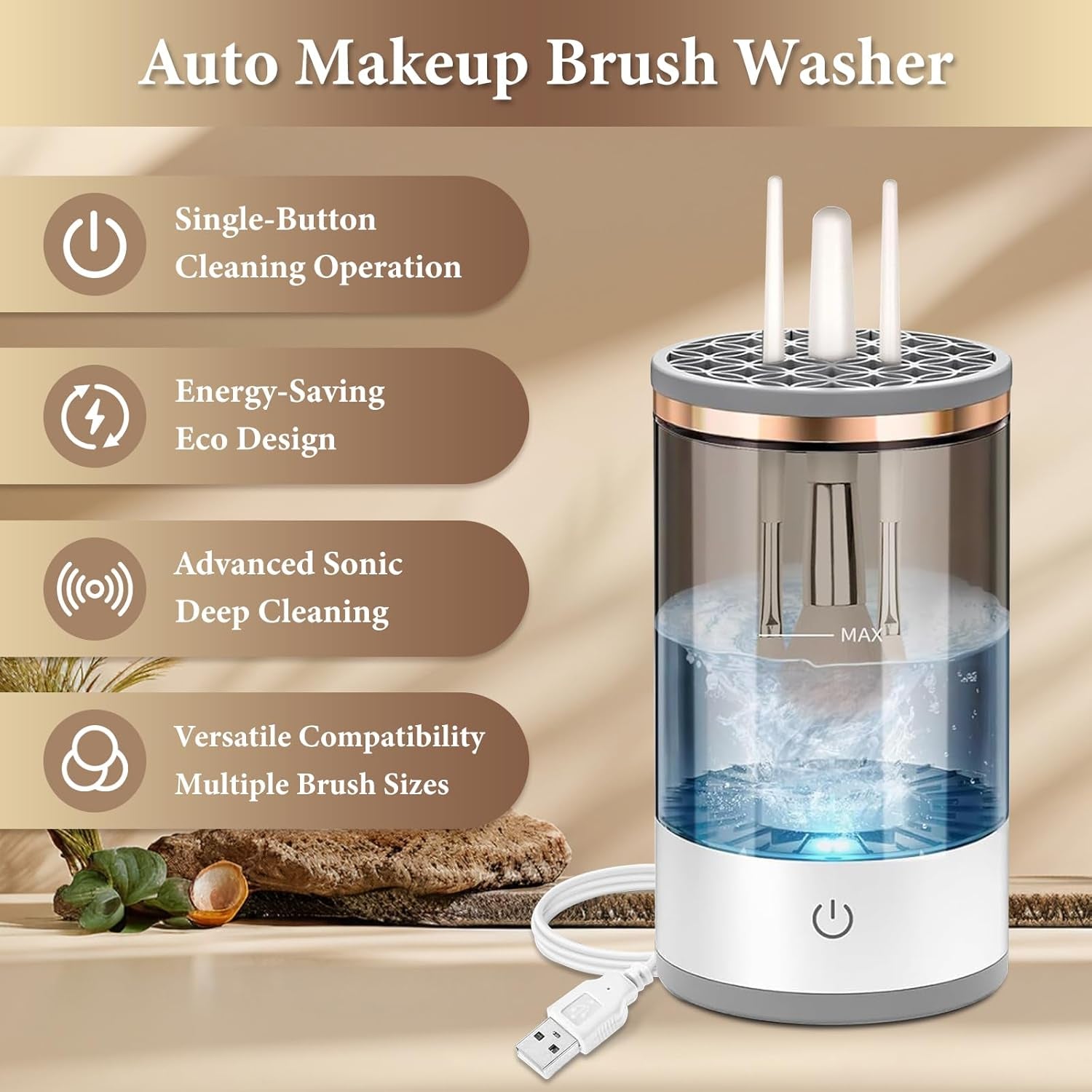 Electric Makeup Brush Cleaner - Efficient Electric Makeup Brush Cleaner Machine for Thorough Brush Cleaning, Ideal for Makeup Artists & Enthusiasts